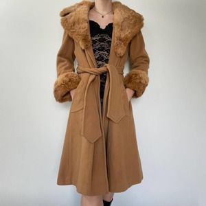 Vintage 1950s brown penny lane real fur coat